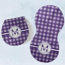 Gingham Print Burp Pads - Velour - Set of 2 w/ Name and Initial