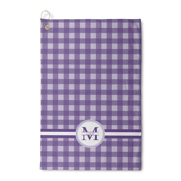 Custom Gingham Print Waffle Weave Golf Towel (Personalized)