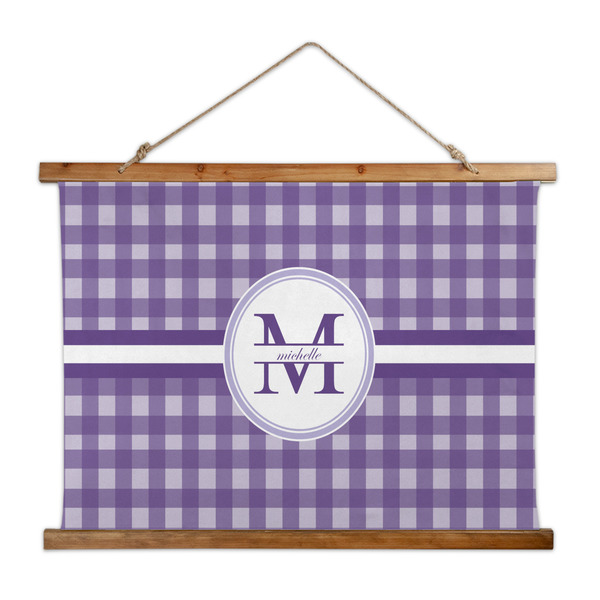 Custom Gingham Print Wall Hanging Tapestry - Wide (Personalized)