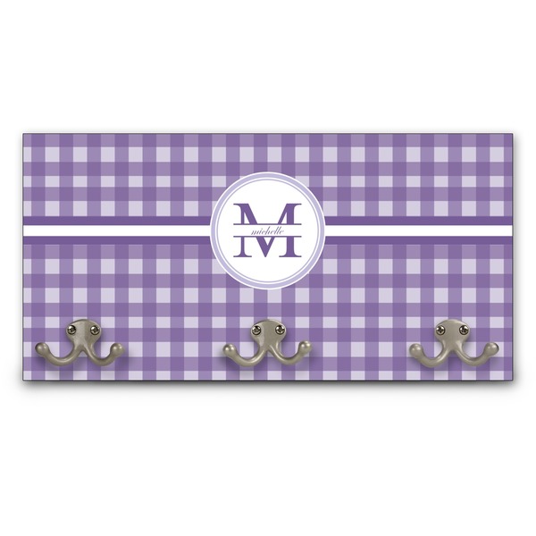 Custom Gingham Print Wall Mounted Coat Rack (Personalized)