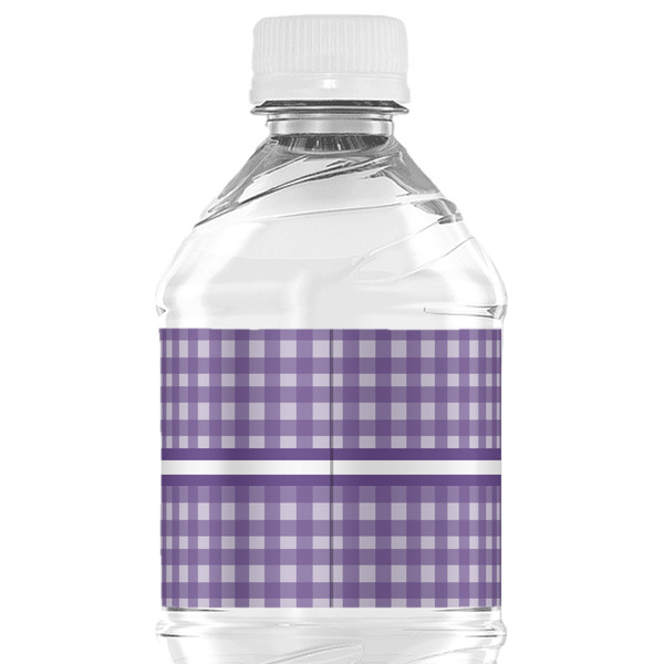 Gingham Print Water Bottle Label - Back View
