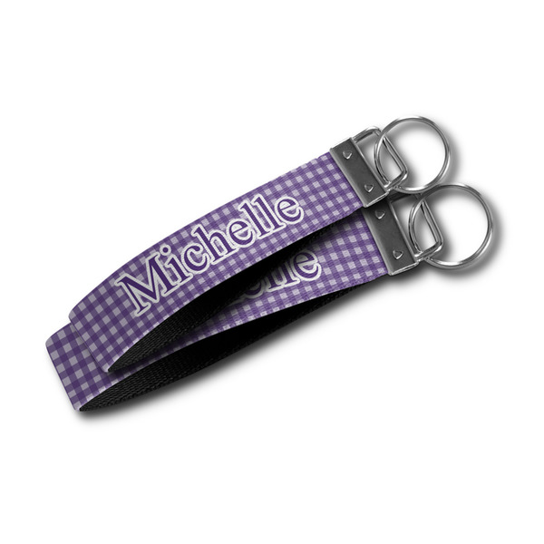 Gingham Print Webbing Keychain FOBs - Size Comparison