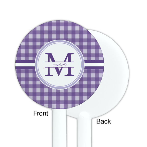 Gingham Print White Plastic 5.5" Stir Stick - Single Sided - Round - Front & Back