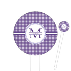Gingham Print Round Plastic Food Picks (Personalized)