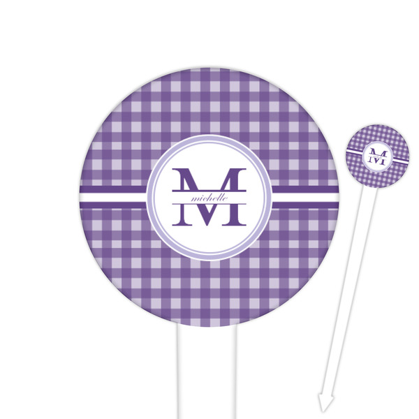 Custom Gingham Print Round Plastic Food Picks (Personalized)