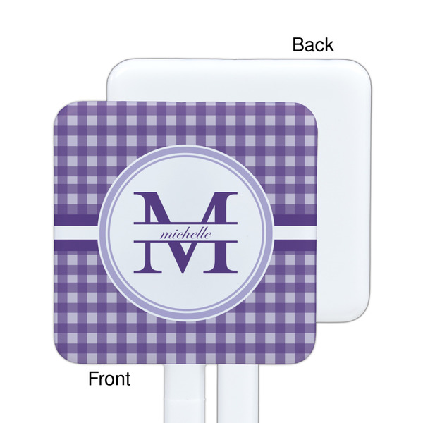 Gingham Print White Plastic Stir Stick - Single Sided - Square - Approval