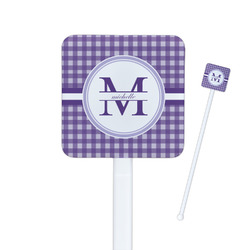 Gingham Print Square Plastic Stir Sticks - Double Sided (Personalized)