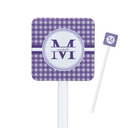 Gingham Print Square Plastic Stir Sticks (Personalized)