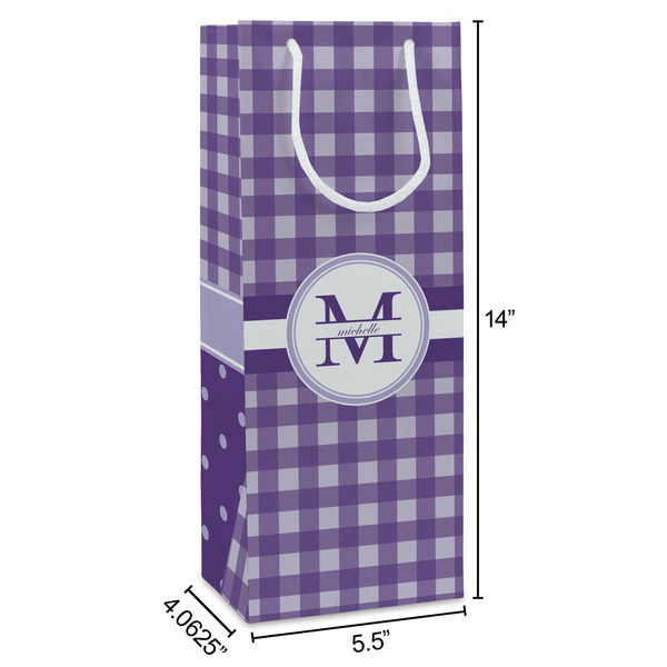 Gingham Print Wine Gift Bag - Dimensions