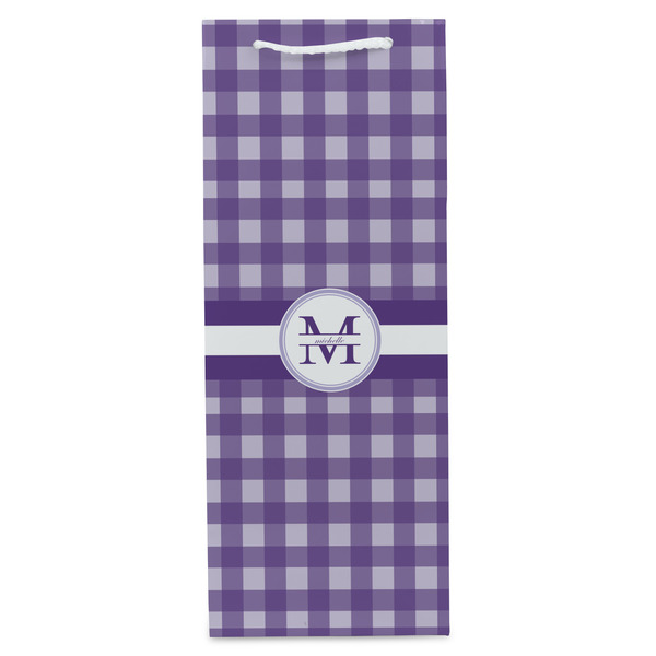 Gingham Print Wine Gift Bag - Gloss - Front