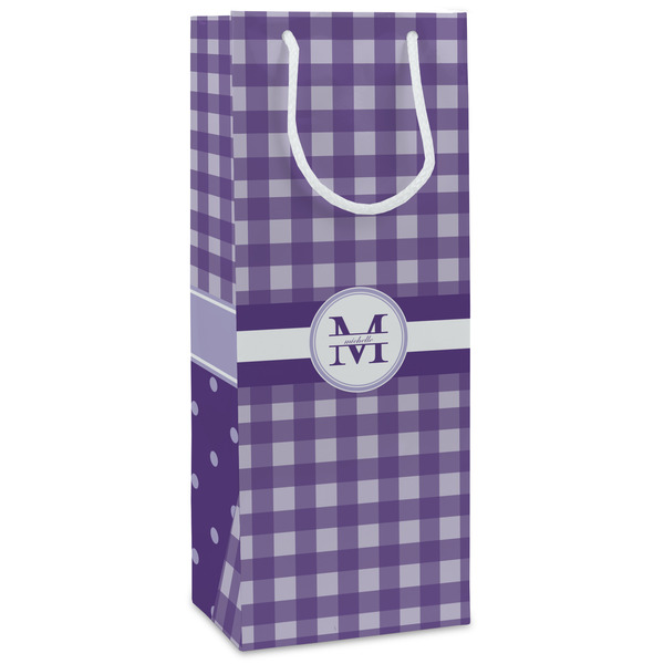 Custom Gingham Print Wine Gift Bags (Personalized)