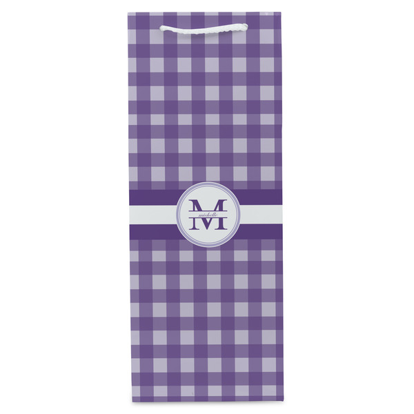 Gingham Print Wine Gift Bag - Matte - Front
