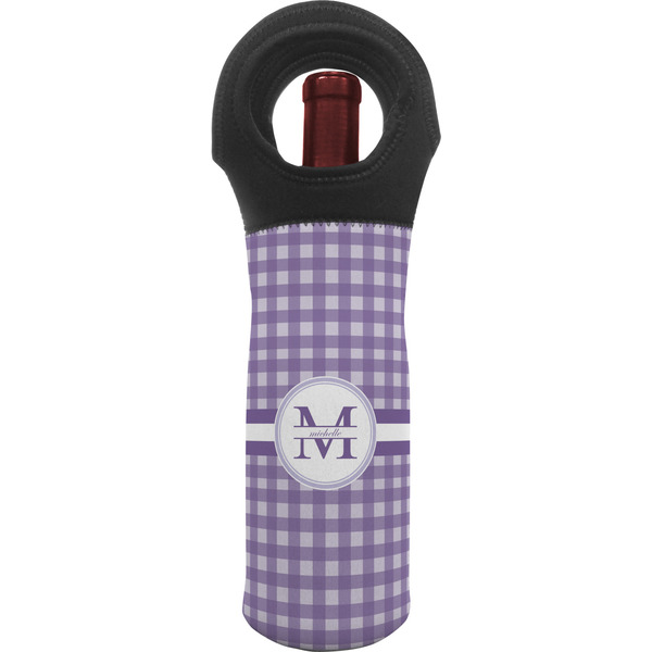 Custom Gingham Print Wine Tote Bag (Personalized)