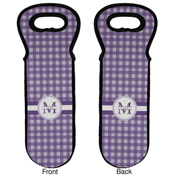 Gingham Print Wine Tote Front & Back