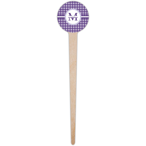 Gingham Print Wooden 4" Food Pick - Round - Single Pick