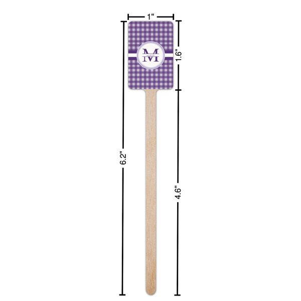 Gingham Print Wooden 6.25" Stir Stick - Rectangular - Dimensions