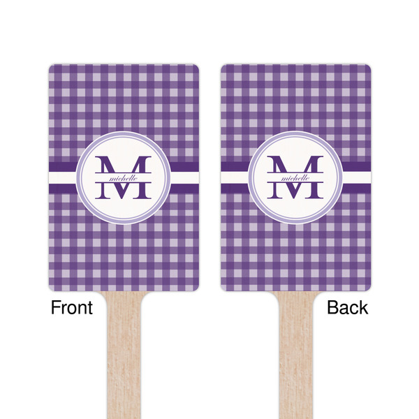 Gingham Print Wooden 6.25" Stir Stick - Rectangular - Double Sided - Front & Back