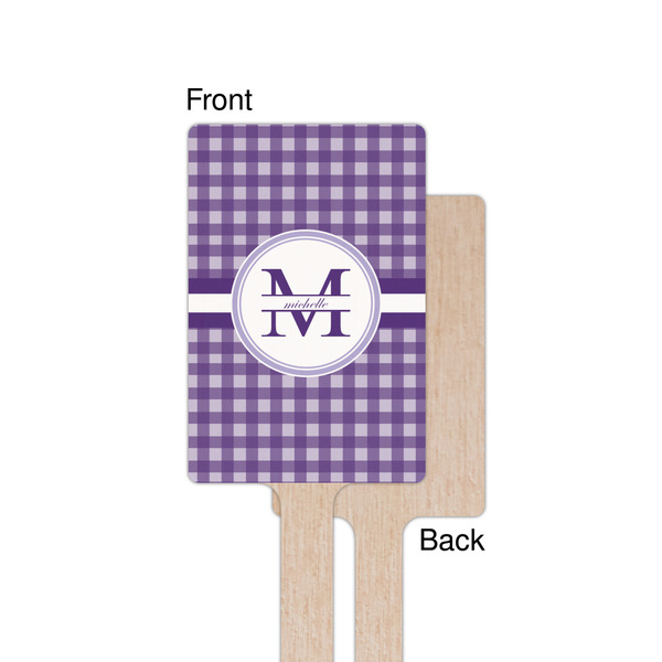 Gingham Print Wooden 6.25" Stir Stick - Rectangular - Single - Front & Back