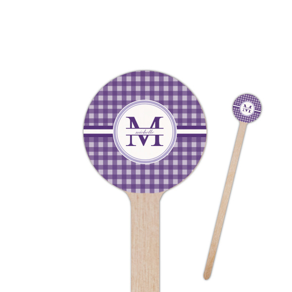 Custom Gingham Print Round Wooden Stir Sticks (Personalized)
