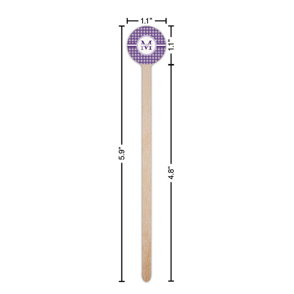 Gingham Print Wooden 6" Stir Stick - Round - Dimensions