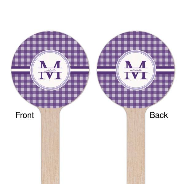 Gingham Print Wooden 7.5" Stir Stick - Round - Double Sided - Front & Back