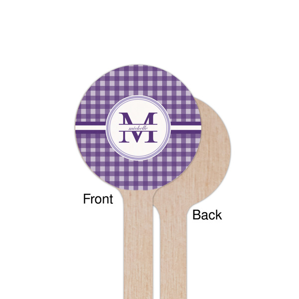 Gingham Print Wooden 7.5" Stir Stick - Round - Single Sided - Front & Back