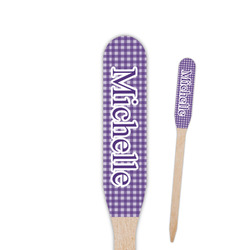 Gingham Print Paddle Wooden Food Picks - Double Sided (Personalized)