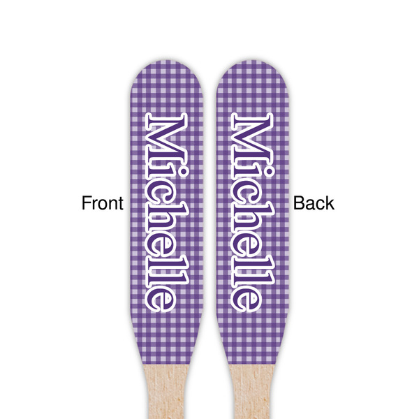Gingham Print Wooden Food Pick - Paddle - Double Sided - Front & Back