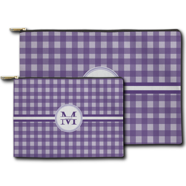 Gingham Print Zippered Pouches - Size Comparison