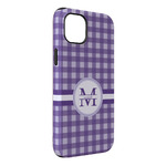 Gingham Print iPhone Case - Rubber Lined - iPhone 14 Plus (Personalized)