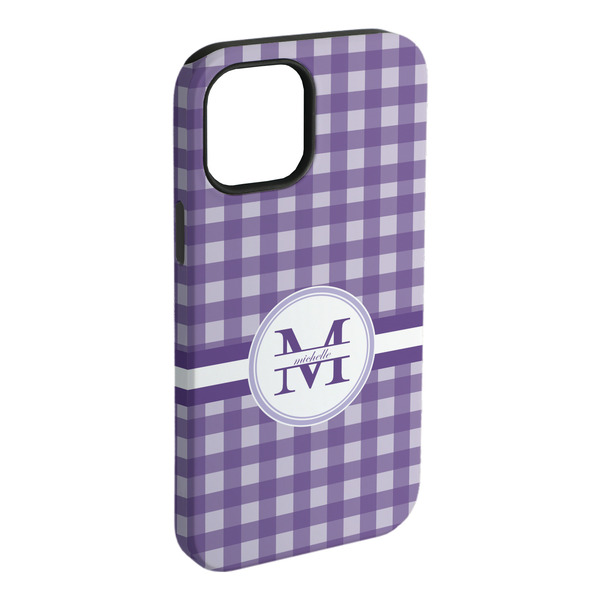 Custom Gingham Print iPhone Case - Rubber Lined - iPhone 15 Plus (Personalized)