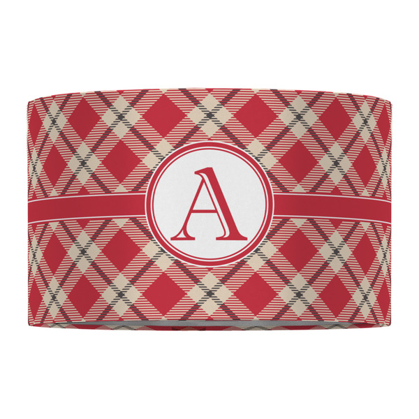 Red & Tan Plaid 12" Drum Lampshade - FRONT (Fabric)
