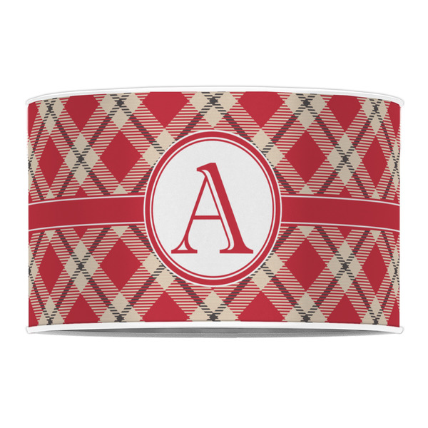 Red & Tan Plaid 12" Drum Lampshade - FRONT (Poly Film)