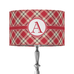 Red & Tan Plaid 12" Drum Lamp Shade - Fabric (Personalized)