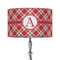 Red & Tan Plaid 12" Drum Lampshade - ON STAND (Fabric)