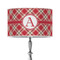 Red & Tan Plaid 12" Drum Lampshade - ON STAND (Poly Film)