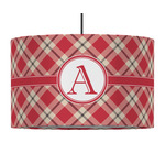 Red & Tan Plaid 12" Drum Pendant Lamp - Fabric (Personalized)