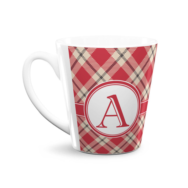 Red & Tan Plaid 12 Oz Latte Mug - Front