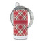 Red & Tan Plaid 12 oz Stainless Steel Sippy Cups - FULL (back angle)