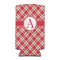 Red & Tan Plaid Can Cooler (tall 12 oz) (Personalized)
