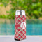 Red & Tan Plaid Can Cooler - Tall 12oz - In Context