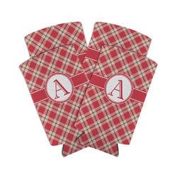 Red & Tan Plaid Can Cooler (tall 12 oz) - Set of 4 (Personalized)