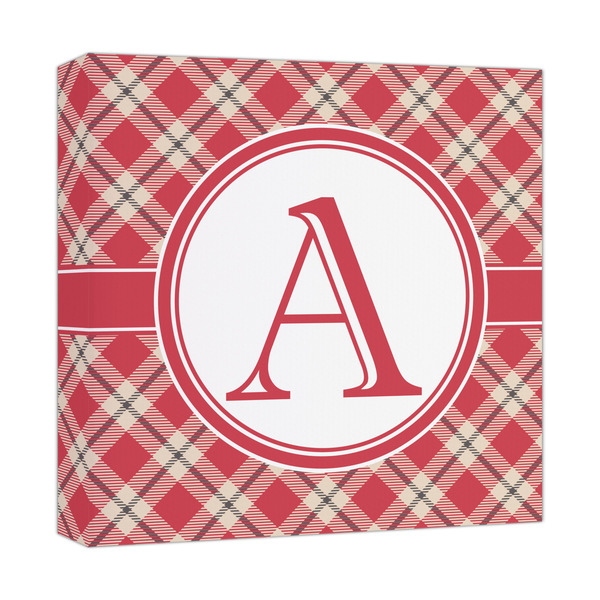 Custom Red & Tan Plaid Canvas Print - 12x12 (Personalized)
