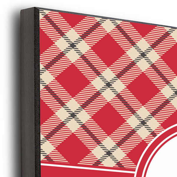 Red & Tan Plaid 12x12 Wood Print - Closeup