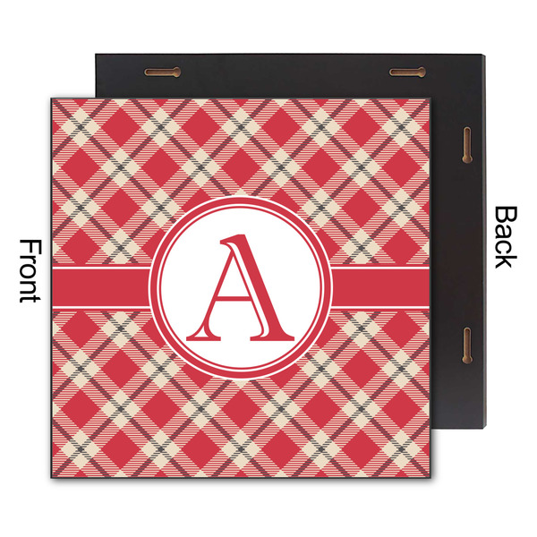 Red & Tan Plaid 12x12 Wood Print - Front & Back View