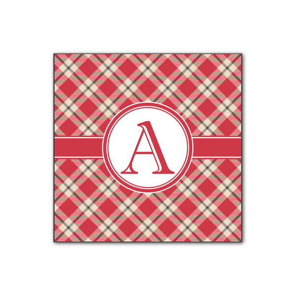 Custom Red & Tan Plaid Wood Print - 12x12 (Personalized)