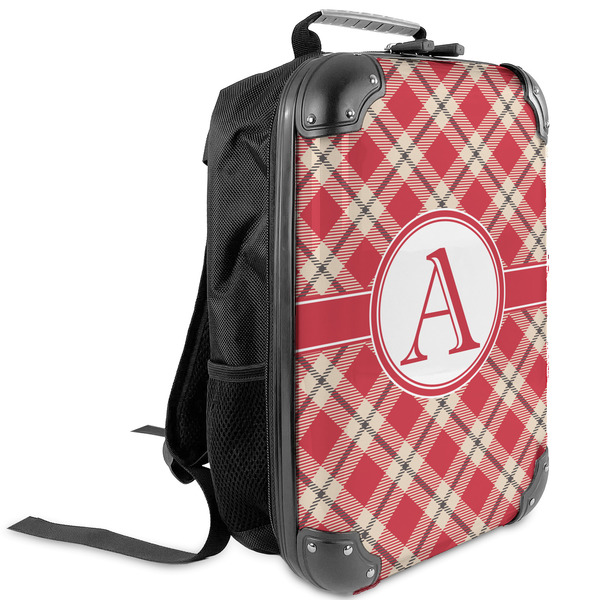 Custom Red & Tan Plaid Kids Hard Shell Backpack (Personalized)