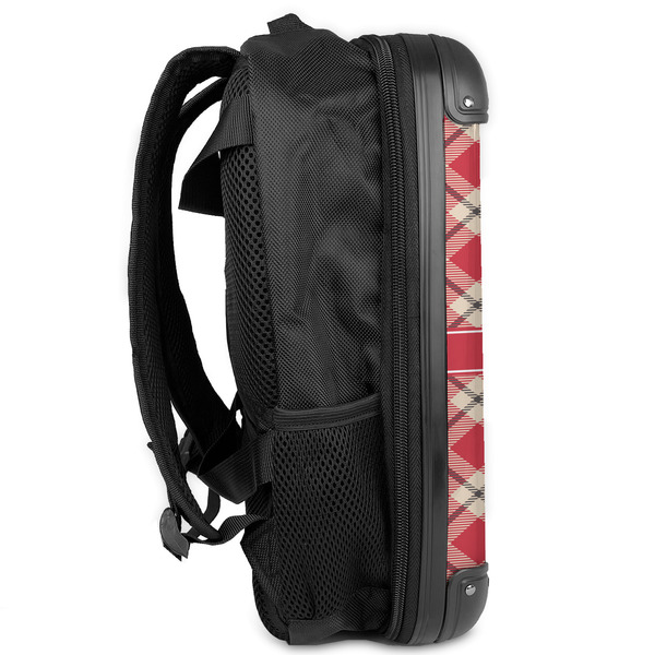 Red & Tan Plaid 13" Hard Shell Backpacks - Side View