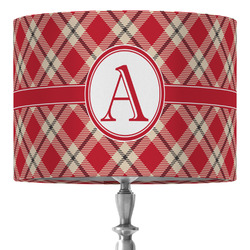 Red & Tan Plaid 16" Drum Lamp Shade - Fabric (Personalized)