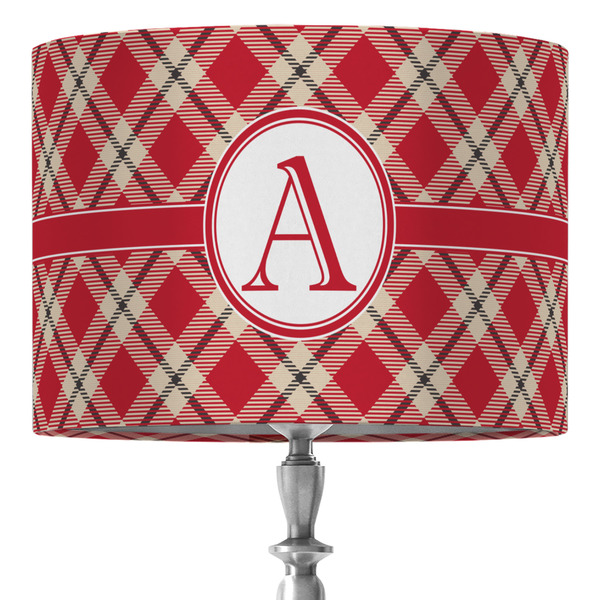 Custom Red & Tan Plaid 16" Drum Lamp Shade - Fabric (Personalized)